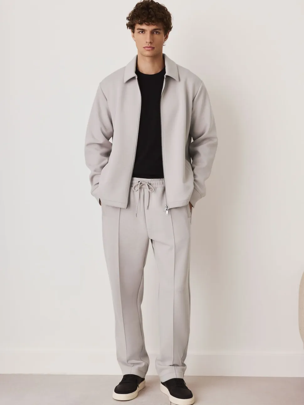 Ice Grey N. Premium Soft Touch Scuba Slim Fit Open Joggers
