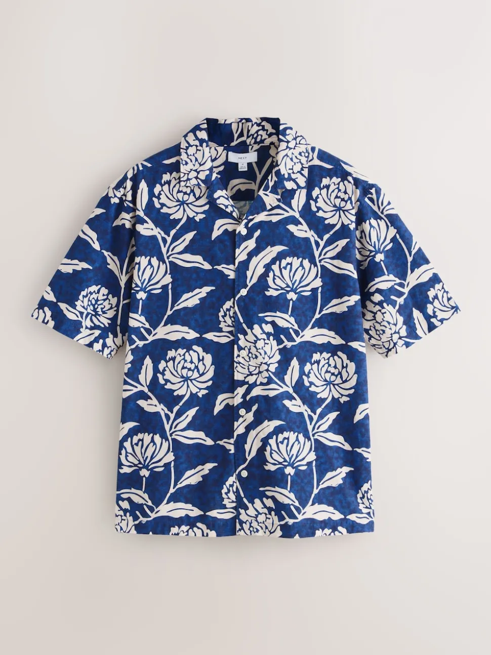 Indigo Blue Floral Print Short Sleeve Shirt