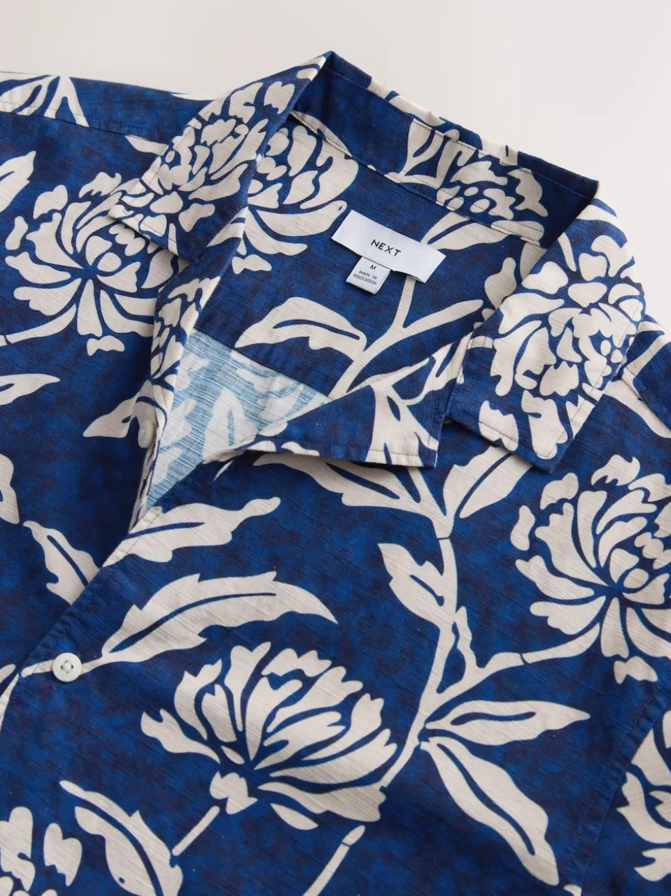 Indigo Blue Floral Print Short Sleeve Shirt