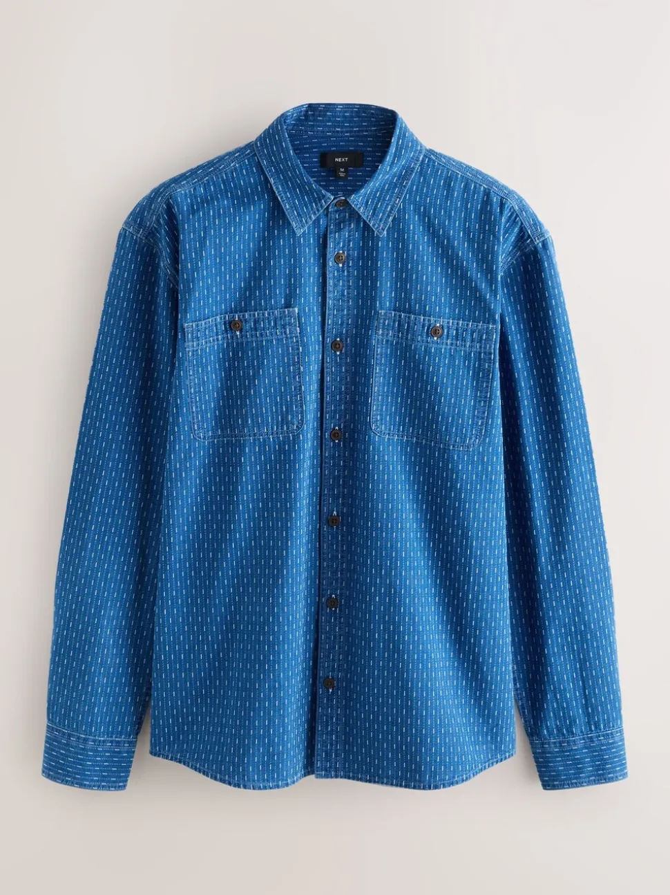 Indigo Blue Printed Textured Long Sleeve Shirt
