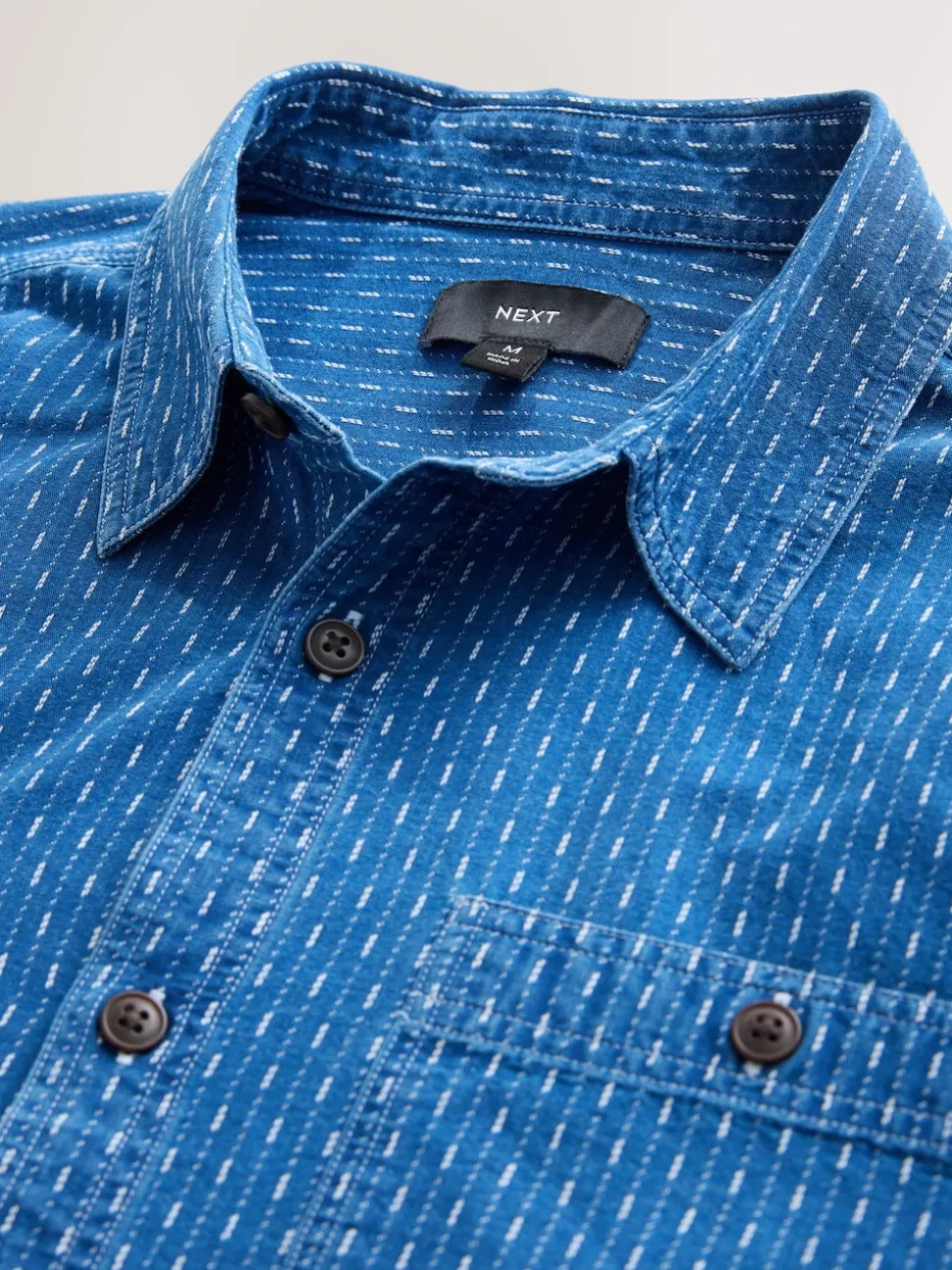 Indigo Blue Printed Textured Long Sleeve Shirt