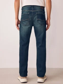 Indigo Blue Straight Fit Authentic Stretch Denim Jeans