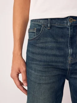 Indigo Blue Straight Fit Authentic Stretch Denim Jeans
