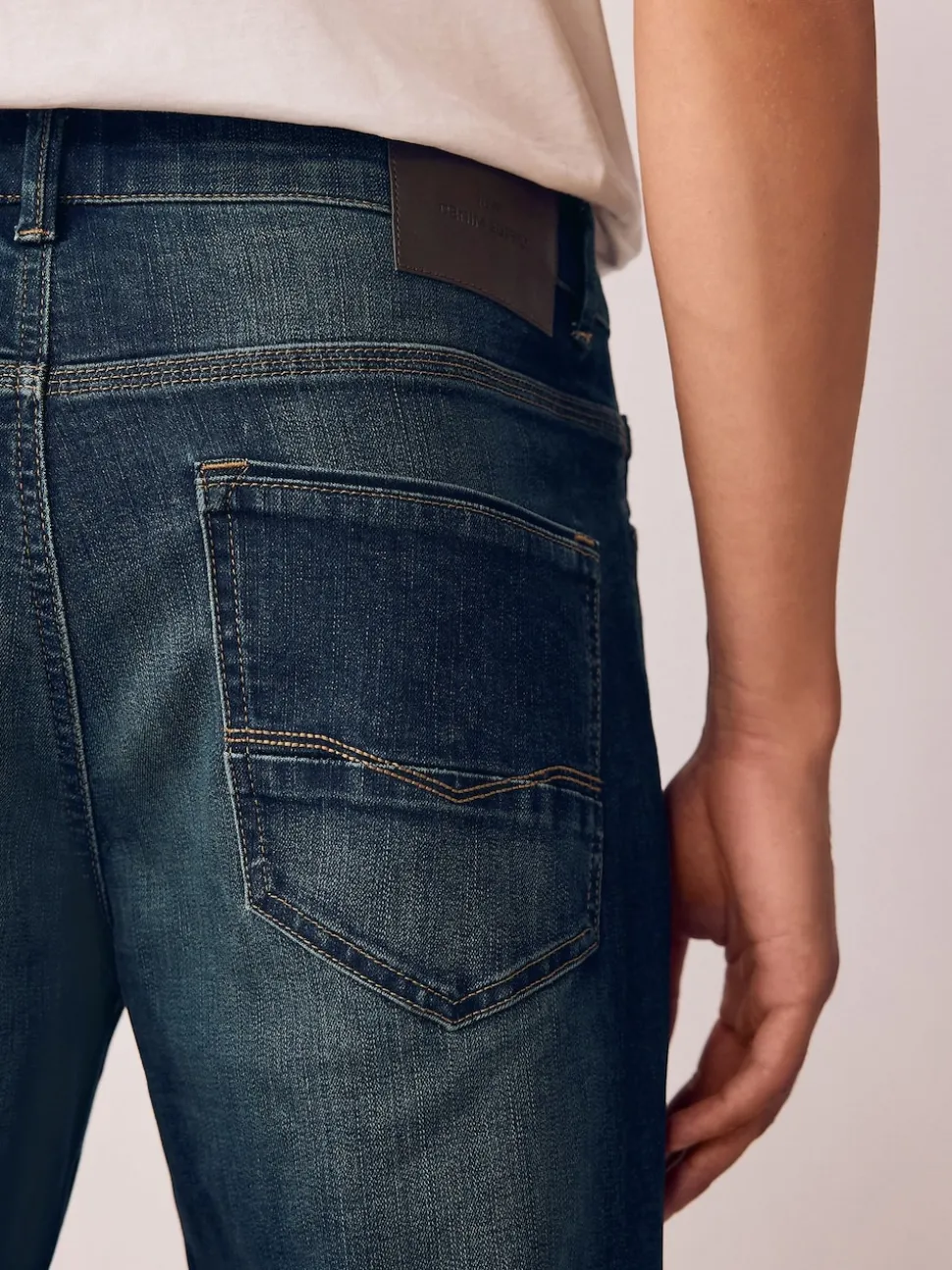 Indigo Blue Straight Fit Authentic Stretch Denim Jeans