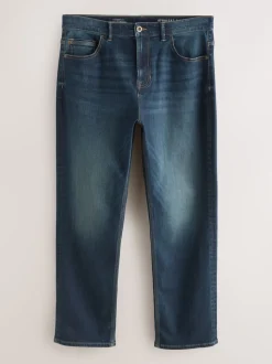 Indigo Blue Straight Fit Authentic Stretch Denim Jeans