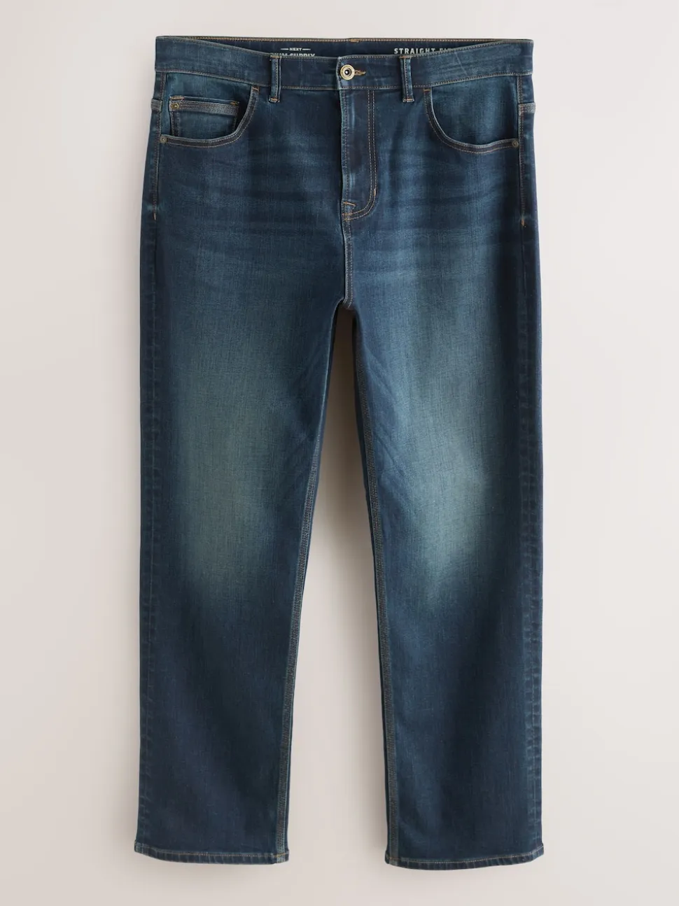 Indigo Blue Straight Fit Authentic Stretch Denim Jeans