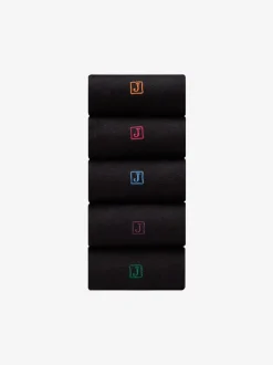 Inital Black Embroidered Lasting Fresh Socks 5 Pack