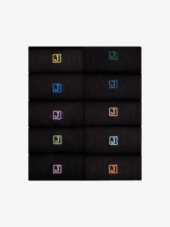 Initials Black Embroidered Lasting Fresh Socks 10 Pack