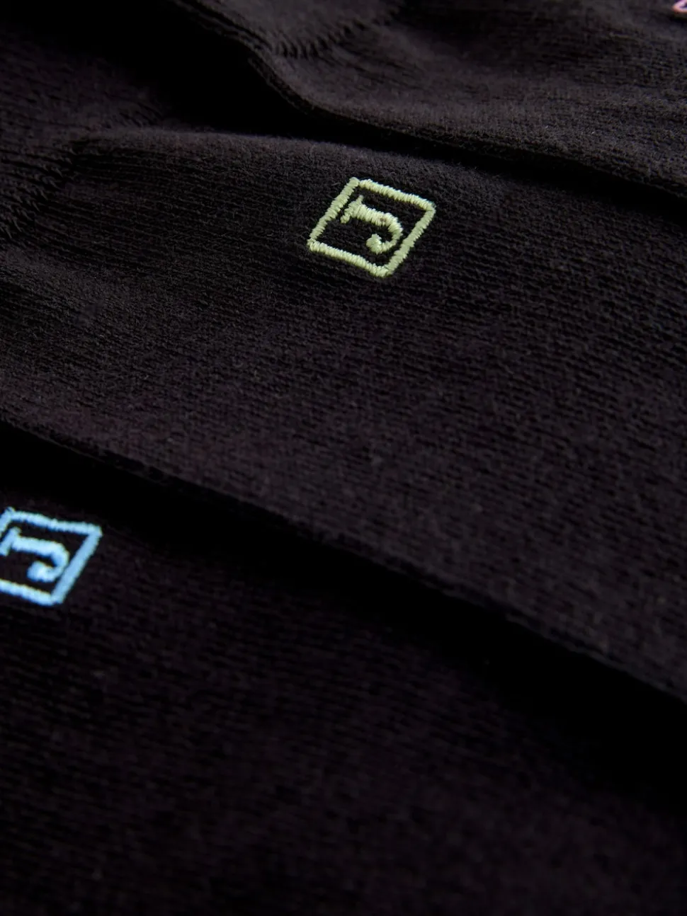 Initials Black Embroidered Lasting Fresh Socks 10 Pack