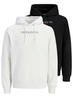 JACK & JONES Black 2 Pack Logo Hoodies