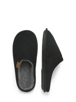 JACK & JONES Black Corduroy Mule Slippers