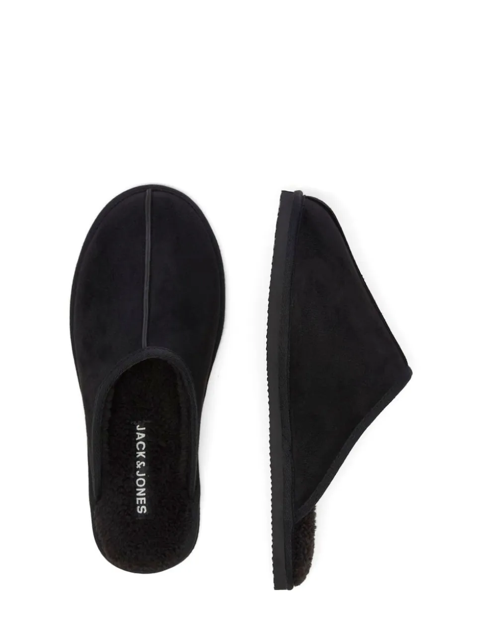 Jack & Jones Black Fleece Lined Mule Slippers