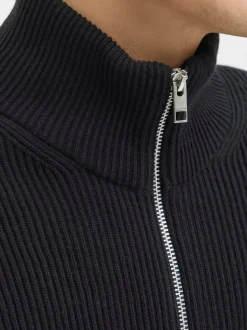 JACK & JONES Black High Neck Knit Cardigan