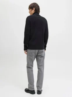 JACK & JONES Black High Neck Knit Cardigan