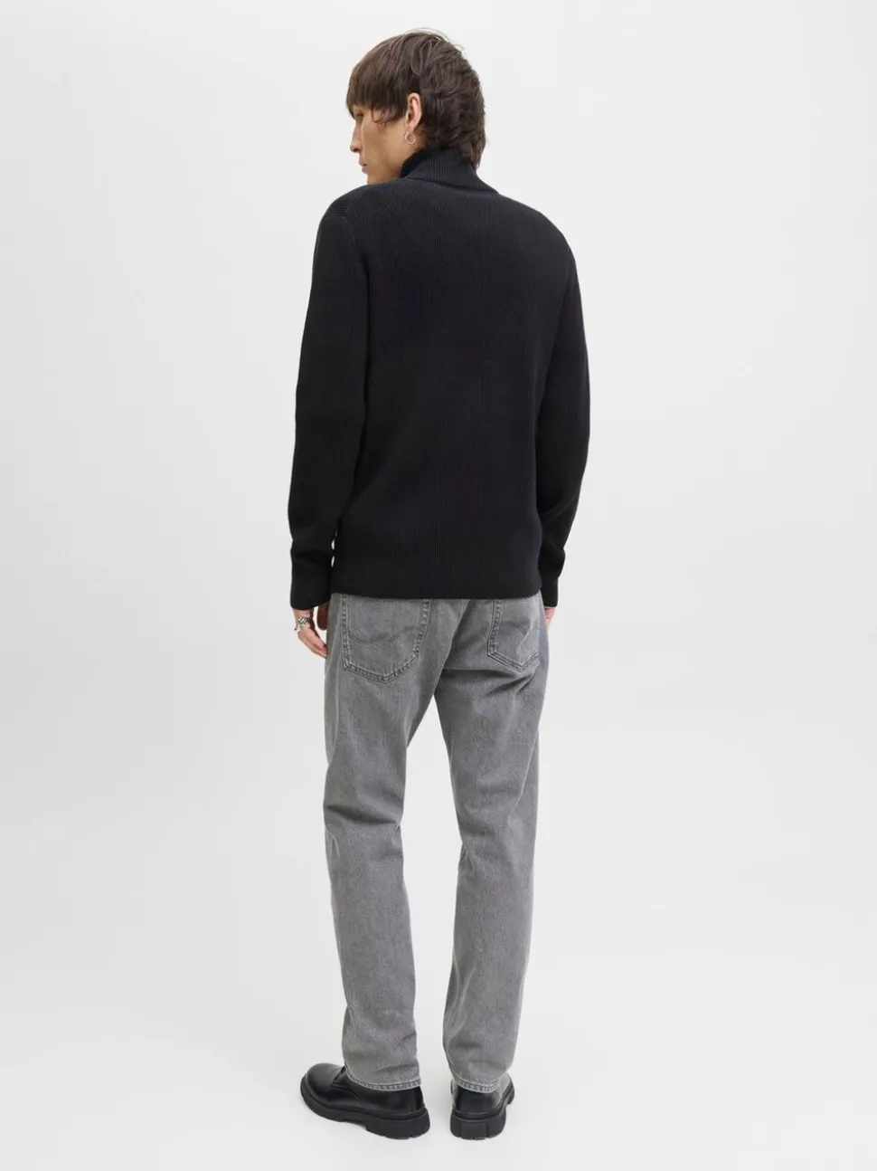 JACK & JONES Black High Neck Knit Cardigan