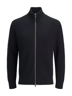 JACK & JONES Black High Neck Knit Cardigan
