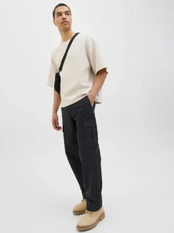 JACK & JONES Black Karl Loose Fit Tech Cargo Trousers
