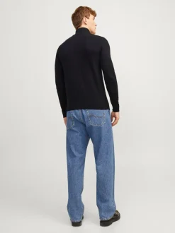 JACK & JONES Black Quarter Zip Knitted Jumper
