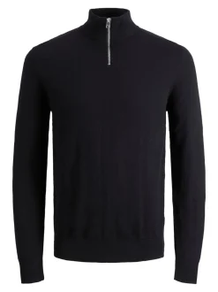 JACK & JONES Black Quarter Zip Knitted Jumper