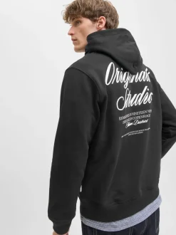 JACK & JONES Black Relaxed Fit Back Print Hoodie