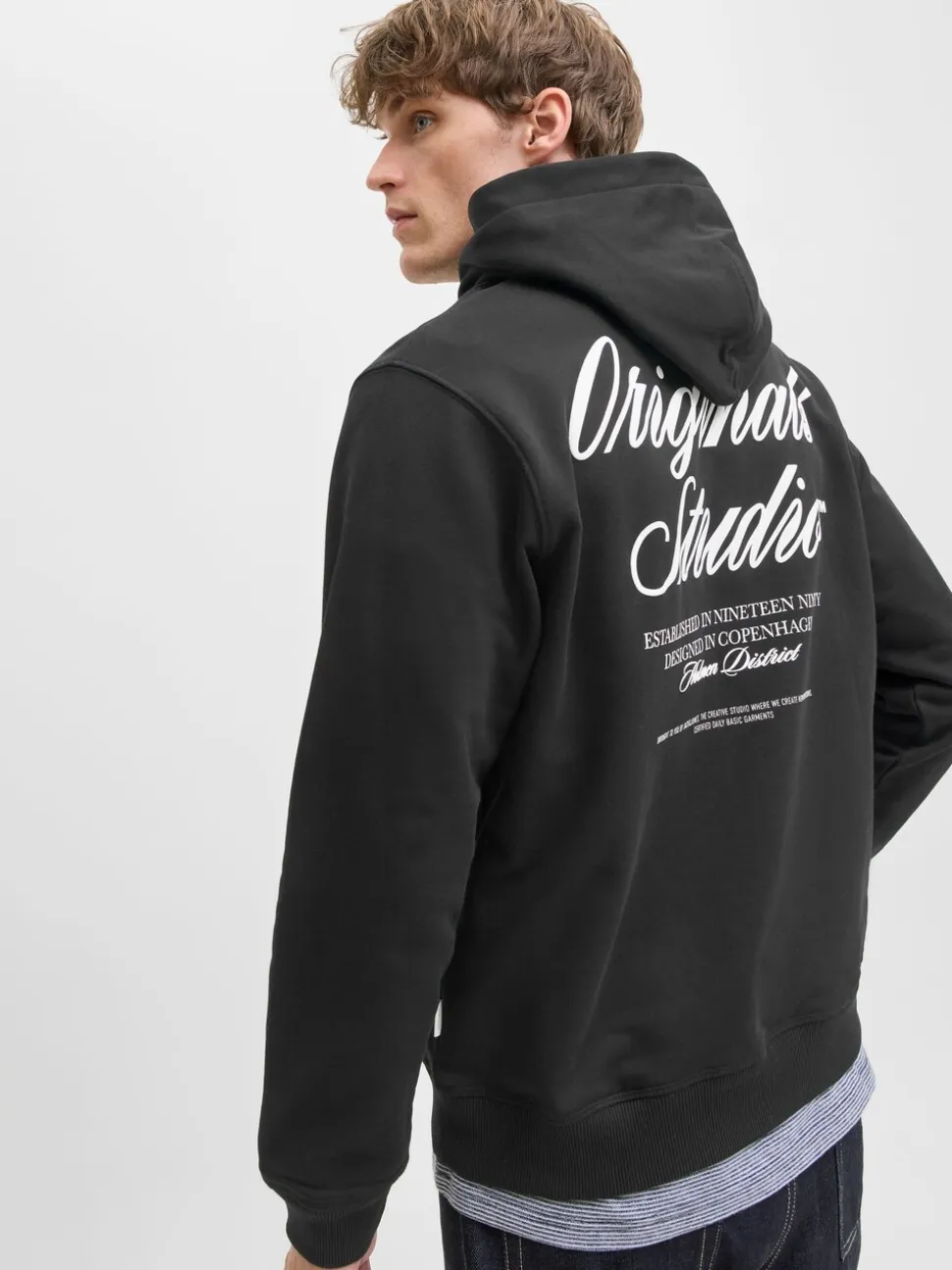 JACK & JONES Black Relaxed Fit Back Print Hoodie
