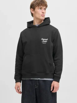 JACK & JONES Black Relaxed Fit Back Print Hoodie