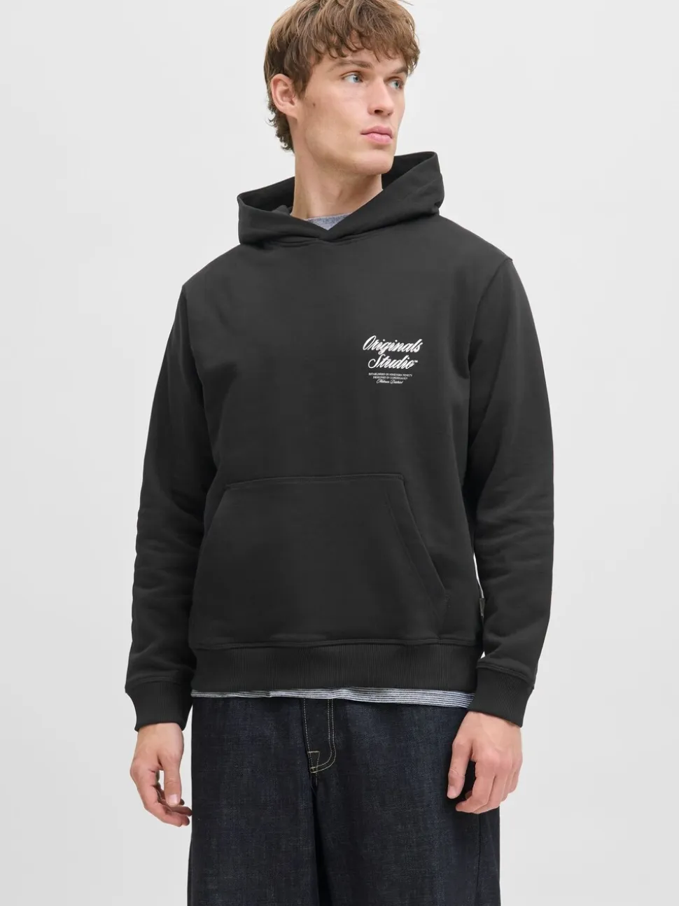 JACK & JONES Black Relaxed Fit Back Print Hoodie