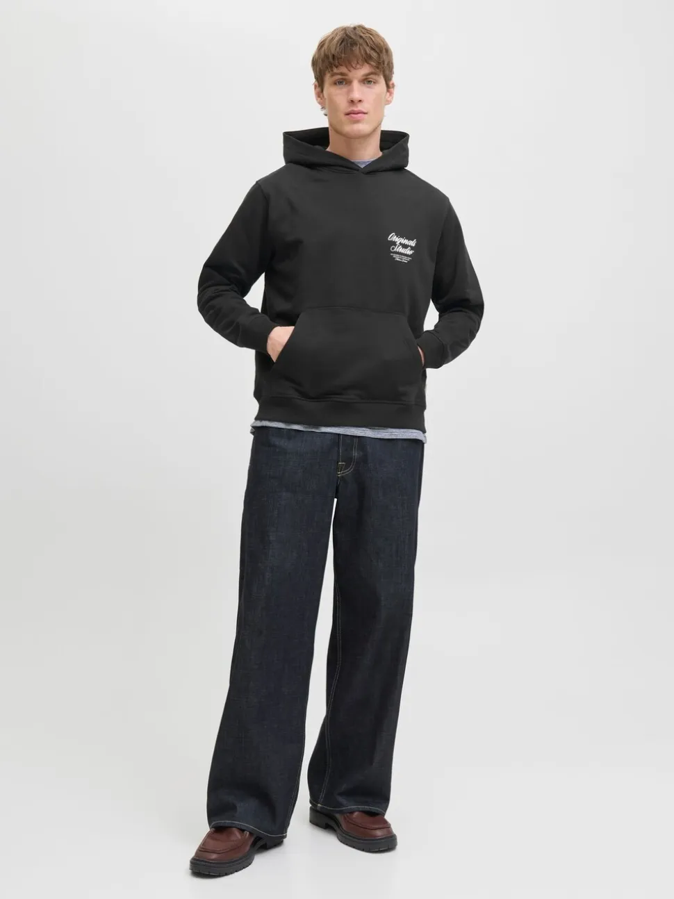 JACK & JONES Black Relaxed Fit Back Print Hoodie