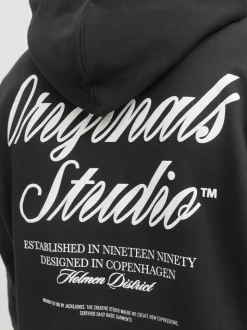 JACK & JONES Black Relaxed Fit Back Print Hoodie