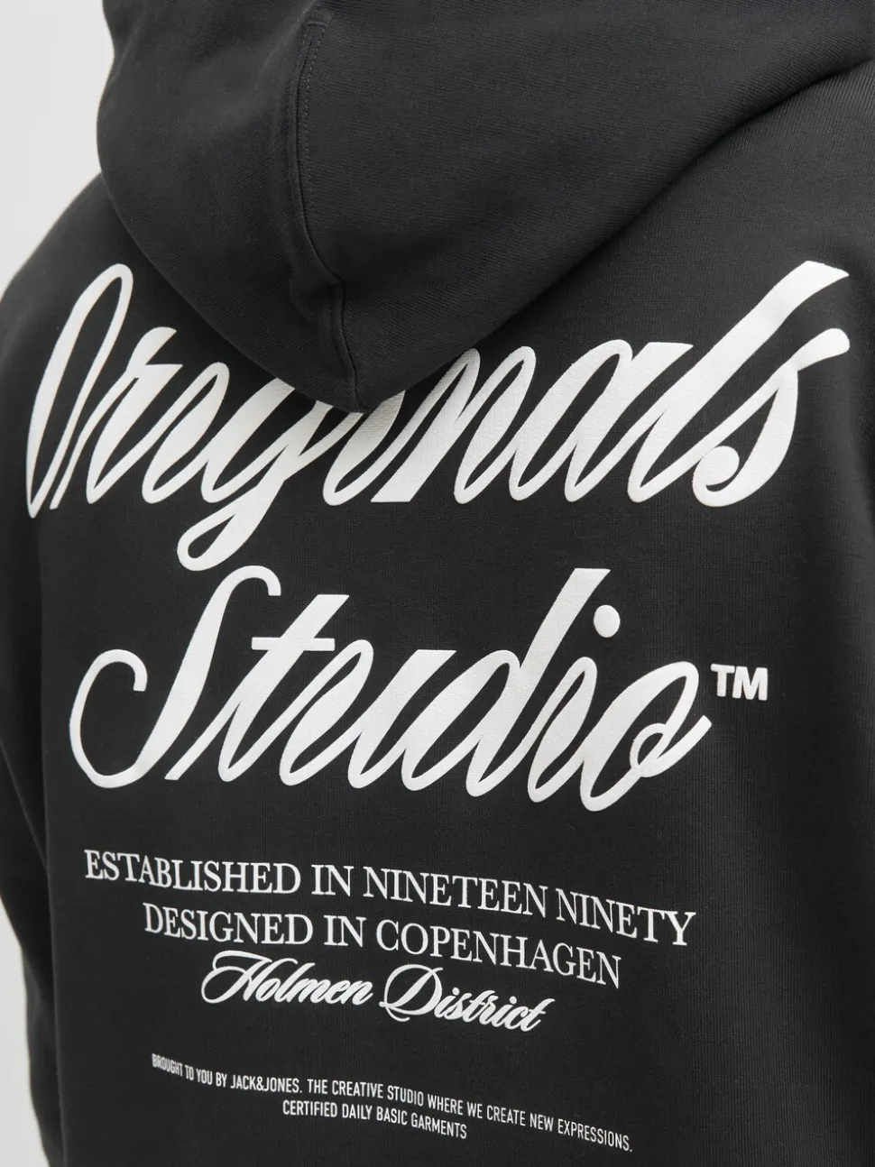 JACK & JONES Black Relaxed Fit Back Print Hoodie