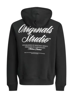 JACK & JONES Black Relaxed Fit Back Print Hoodie