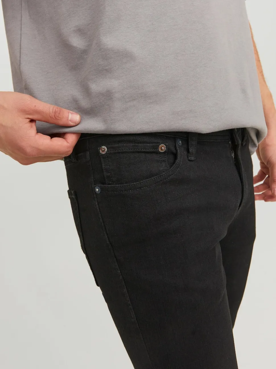 JACK & JONES Black Slim Fit Glenn Jeans
