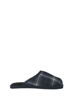 JACK & JONES Blue Check Fleece Lined Mule Slippers