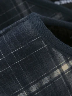 JACK & JONES Blue Check Fleece Lined Mule Slippers
