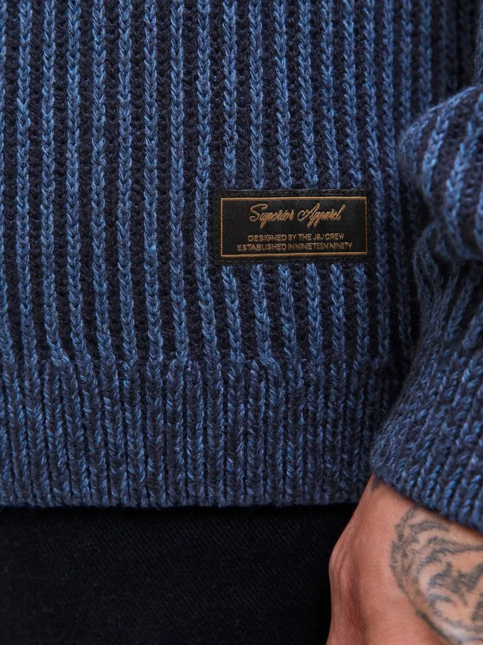 JACK & JONES Blue Long Sleeve Knitted Polo Top