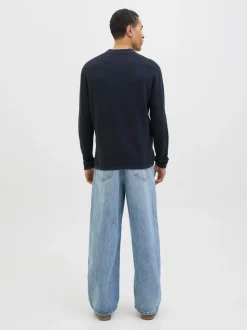 JACK & JONES Blue Long Sleeve Knit Polo Shirt