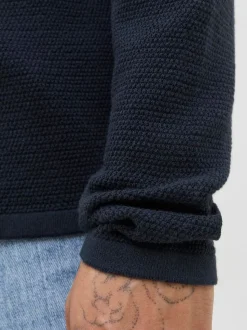 JACK & JONES Blue Long Sleeve Knit Polo Shirt