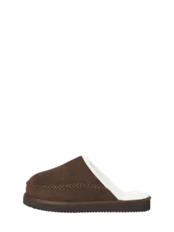 JACK & JONES Brown Fleece Lined Stitch Detail Mule Slippers