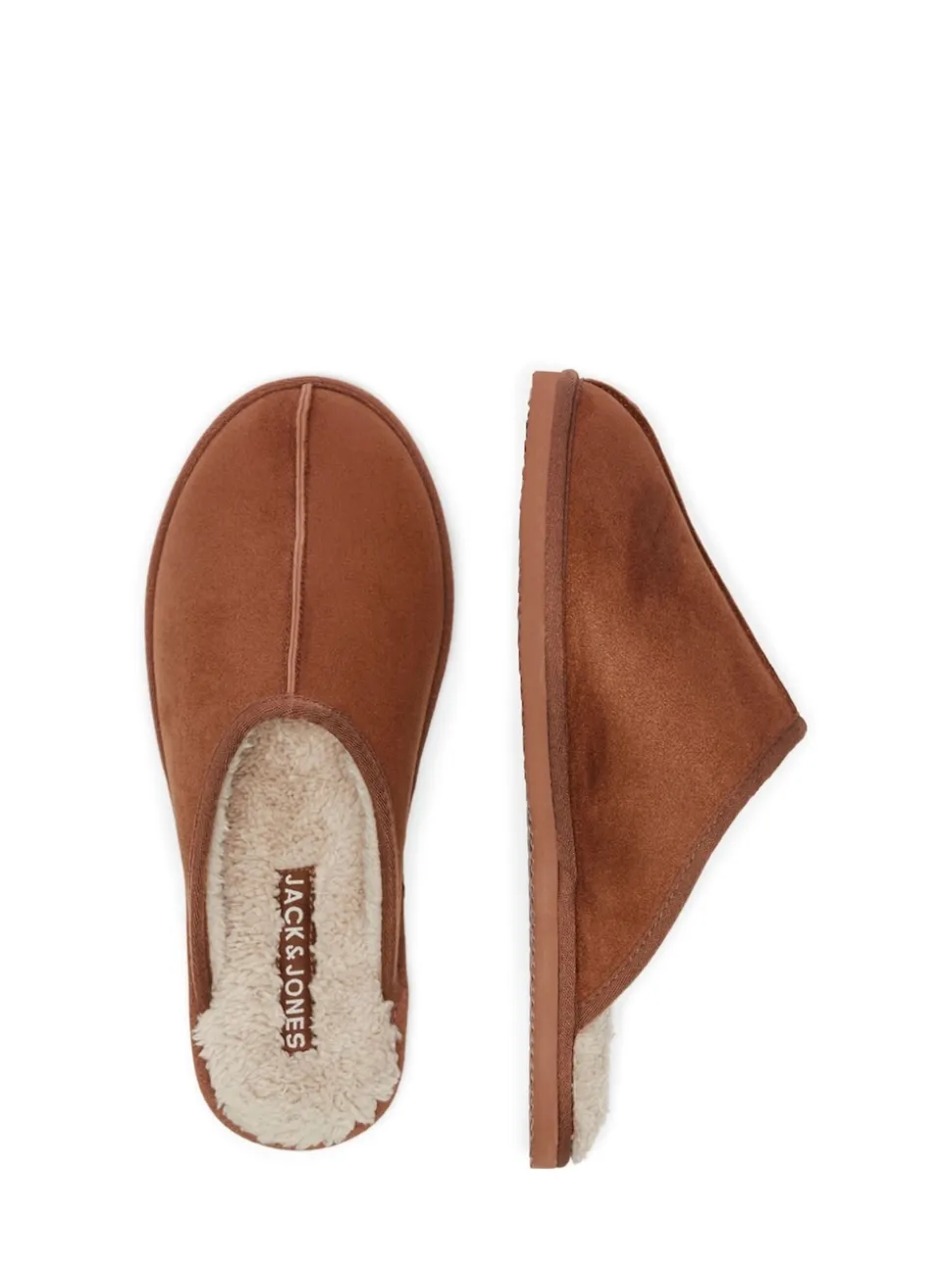 Jack & Jones Brown Fleece Lined Mule Slippers