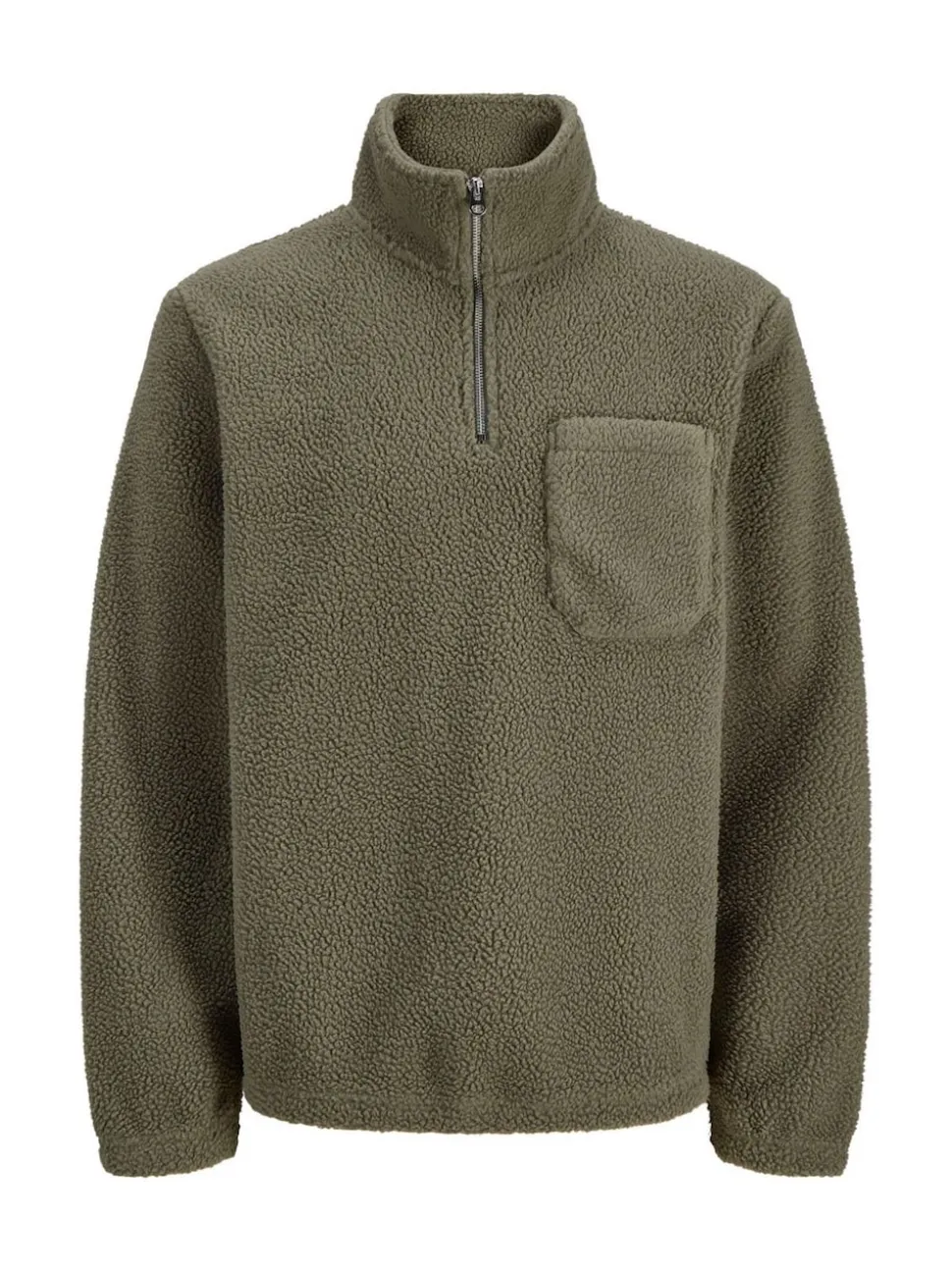 JACK & JONES Brown Half Zip Teddy Fleece
