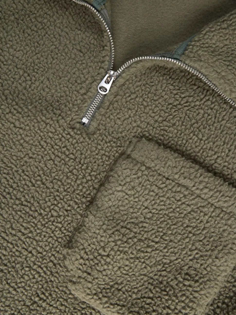 JACK & JONES Brown Half Zip Teddy Fleece