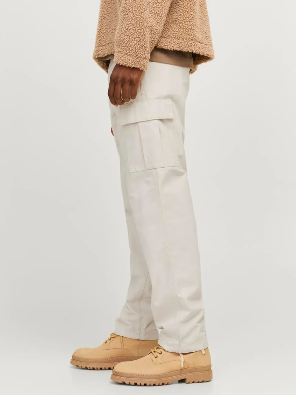 JACK & JONES Cream Loose Fit Cargo Trousers