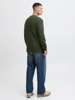 JACK & JONES Green Cable Knit Crew Neck Jumper