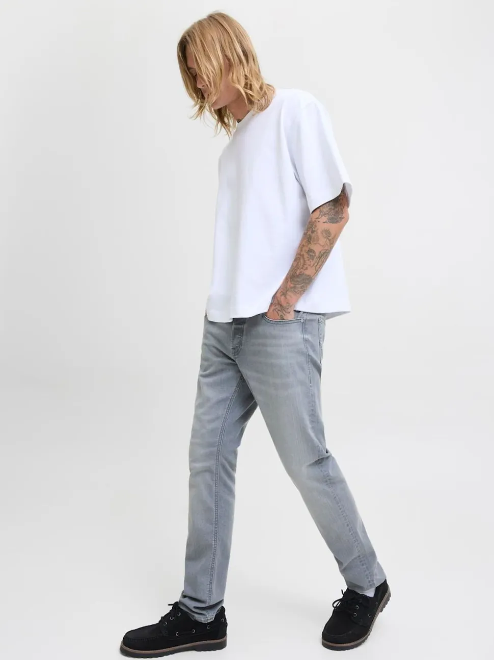 JACK & JONES Grey Glenn Slim Fit Jeans