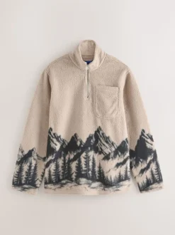 JACK & JONES Grey Half Zip Teddy Fleece