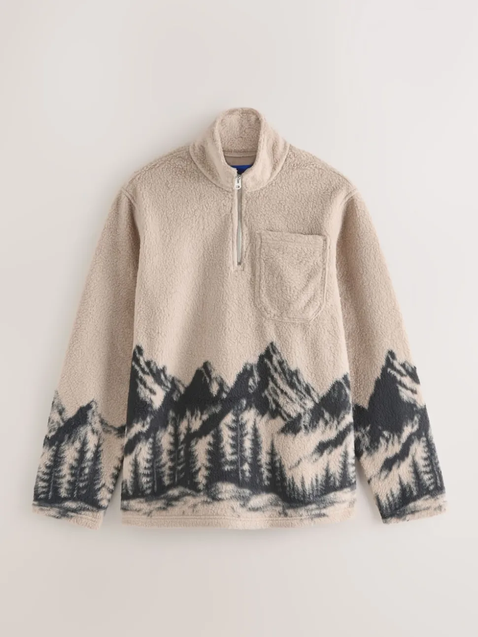 JACK & JONES Grey Half Zip Teddy Fleece