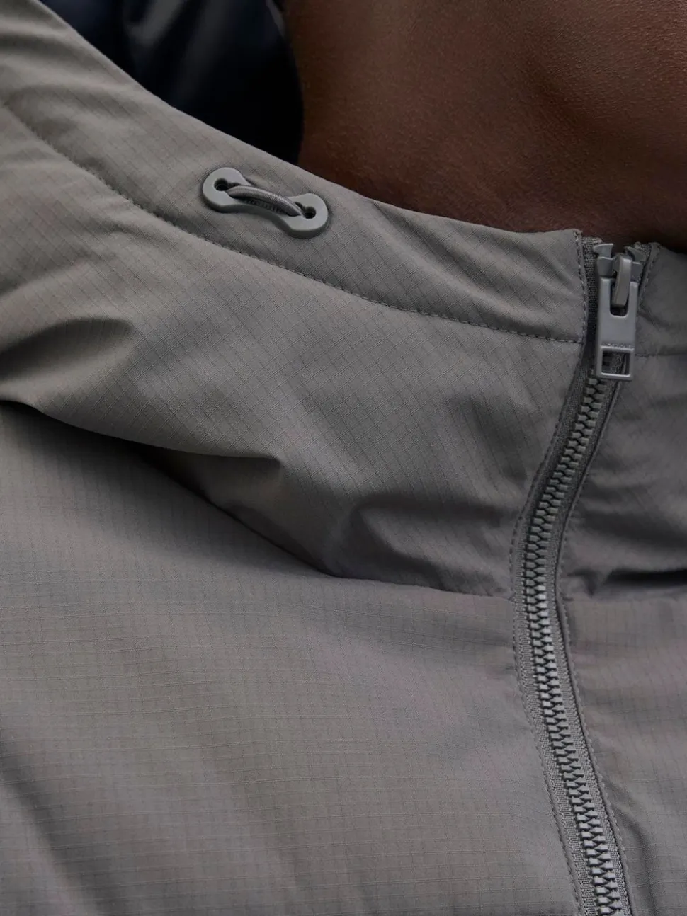 JACK & JONES Grey Hooded Puffer Jacket