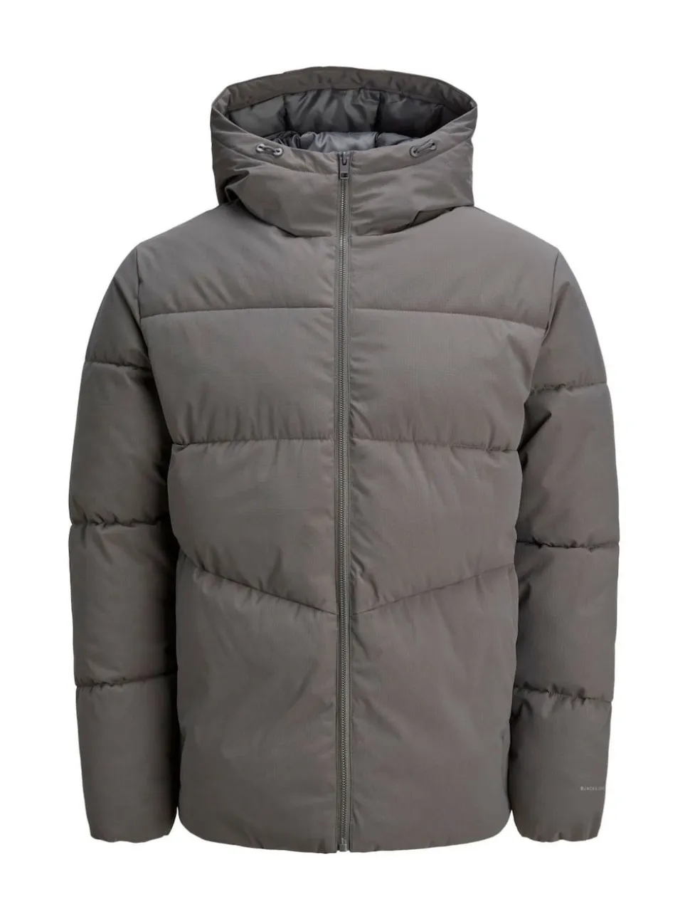JACK & JONES Grey Hooded Puffer Jacket