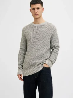 JACK & JONES Grey Knit Crew Neck Jumper