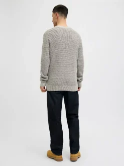 JACK & JONES Grey Knit Crew Neck Jumper